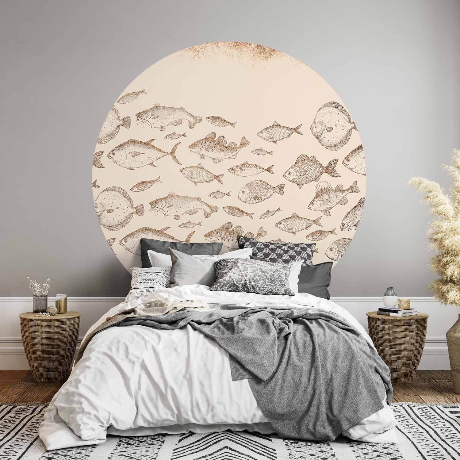 Round Wall Mural - Subtle Fish