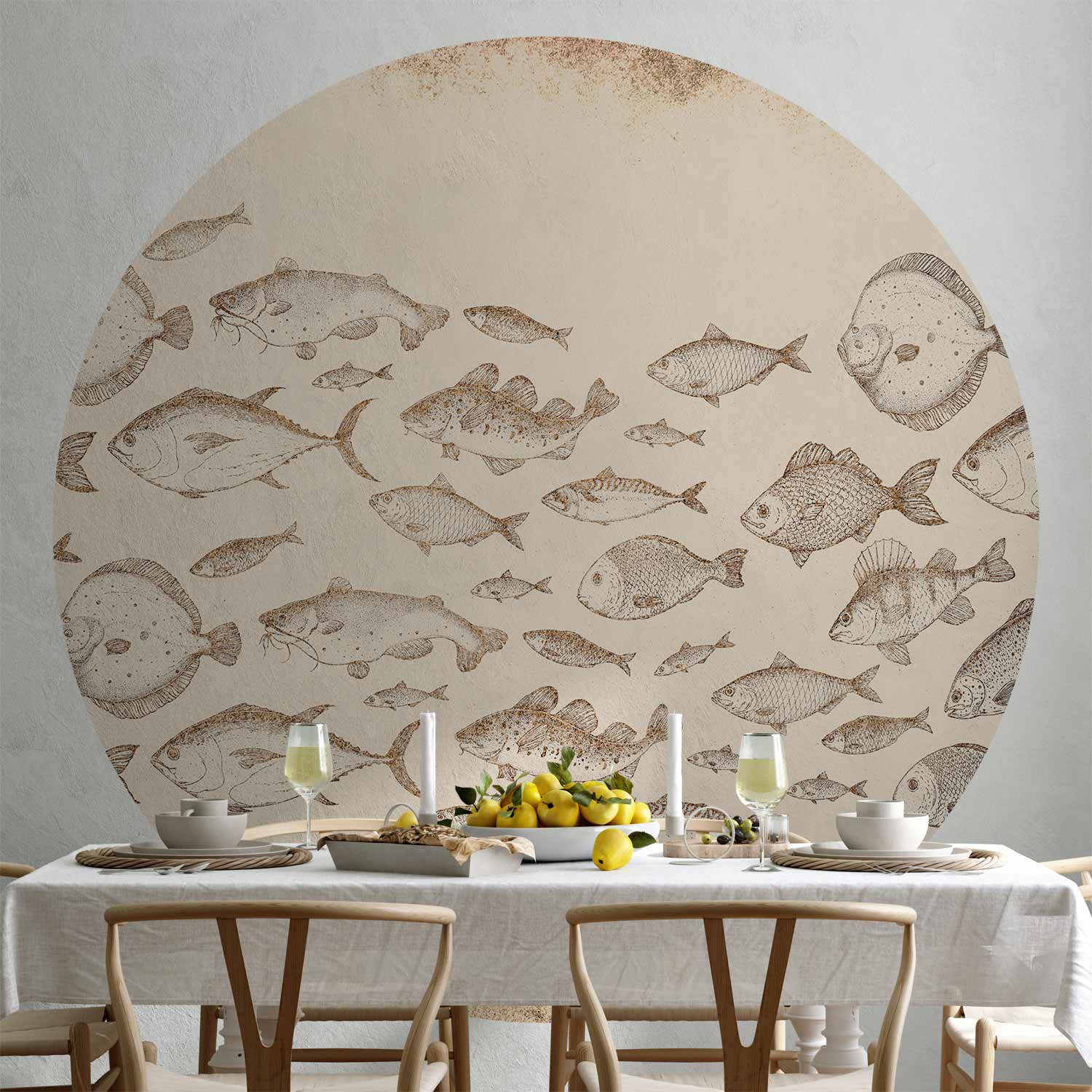 Round Wall Mural - Subtle Fish