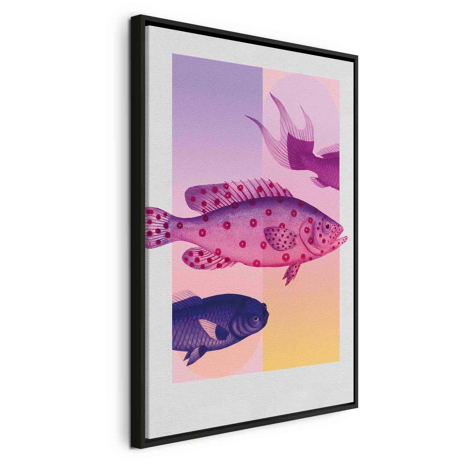 Floating Framed Canvas Art - Fish in Pastels