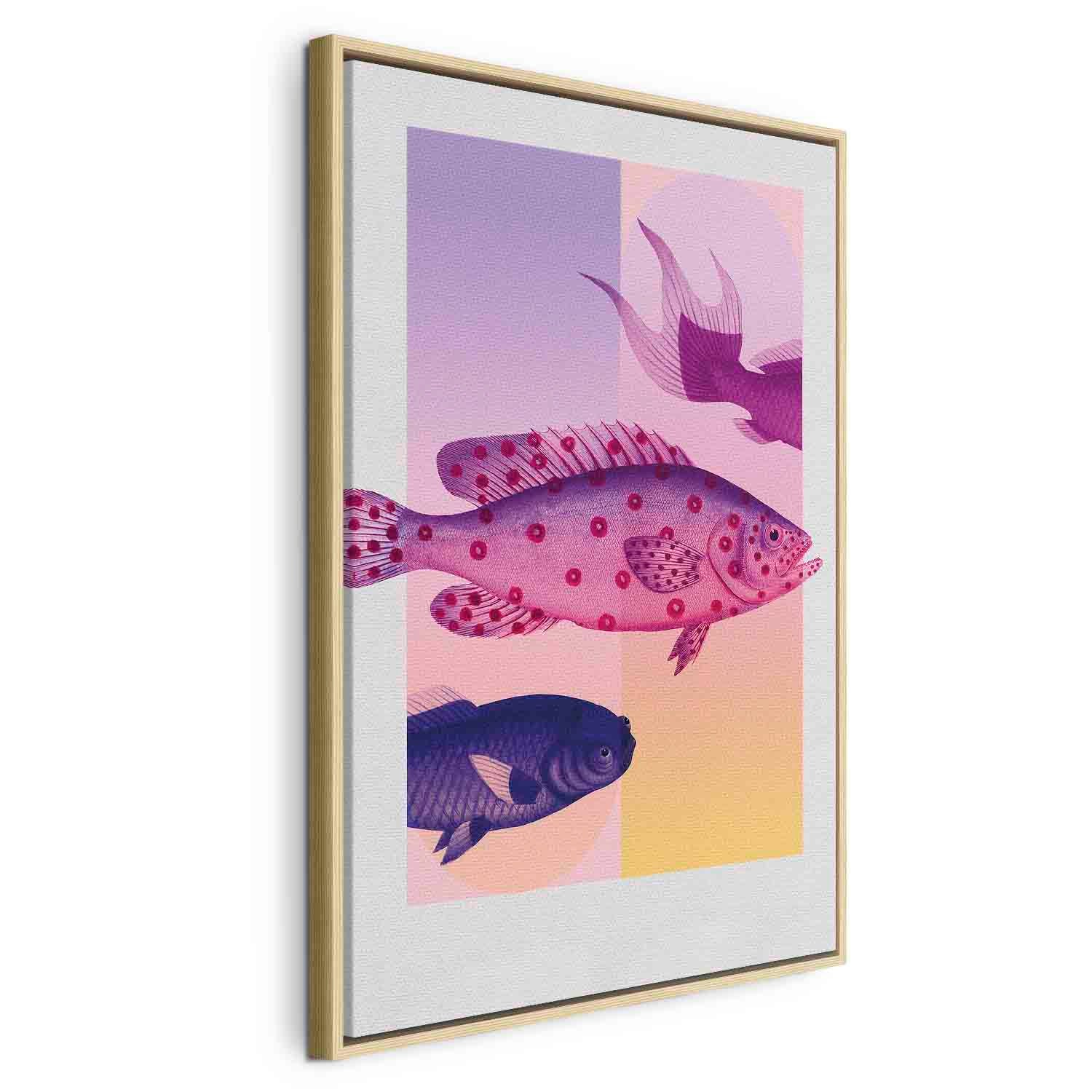 Floating Framed Canvas Art - Fish in Pastels