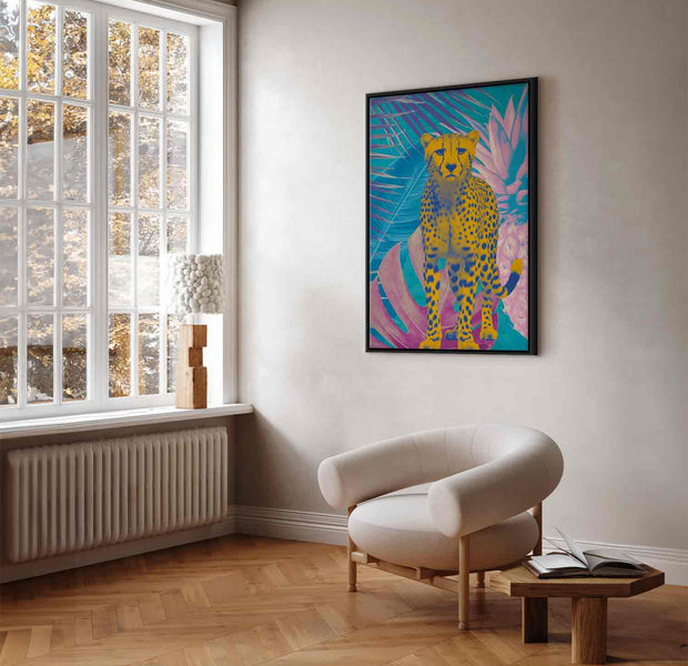 Floating Framed Canvas Art - Modern Exotic Leopard