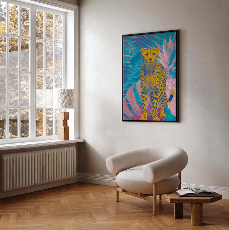 Floating Framed Canvas Art - Modern Exotic Leopard