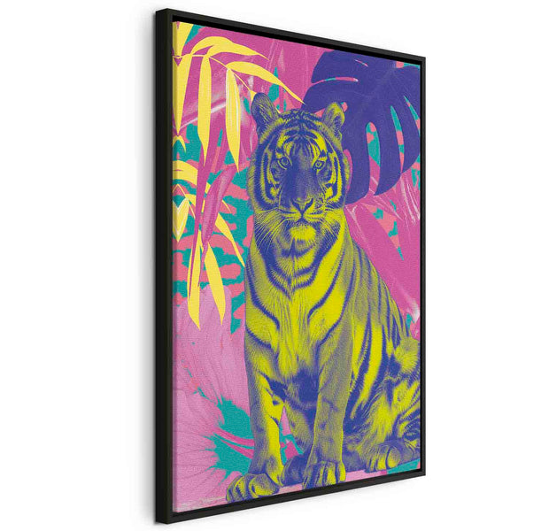 Floating Framed Canvas Art - Modern Colorful Tiger