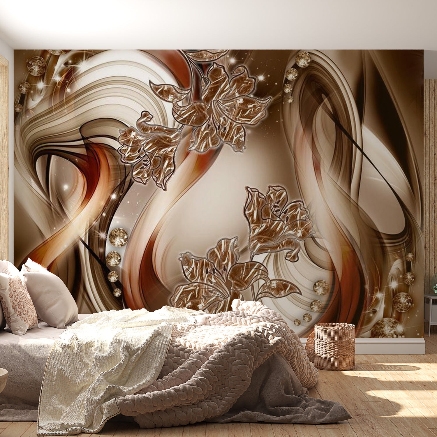 Glam Wallpaper Wall Mural - Brown Symphony