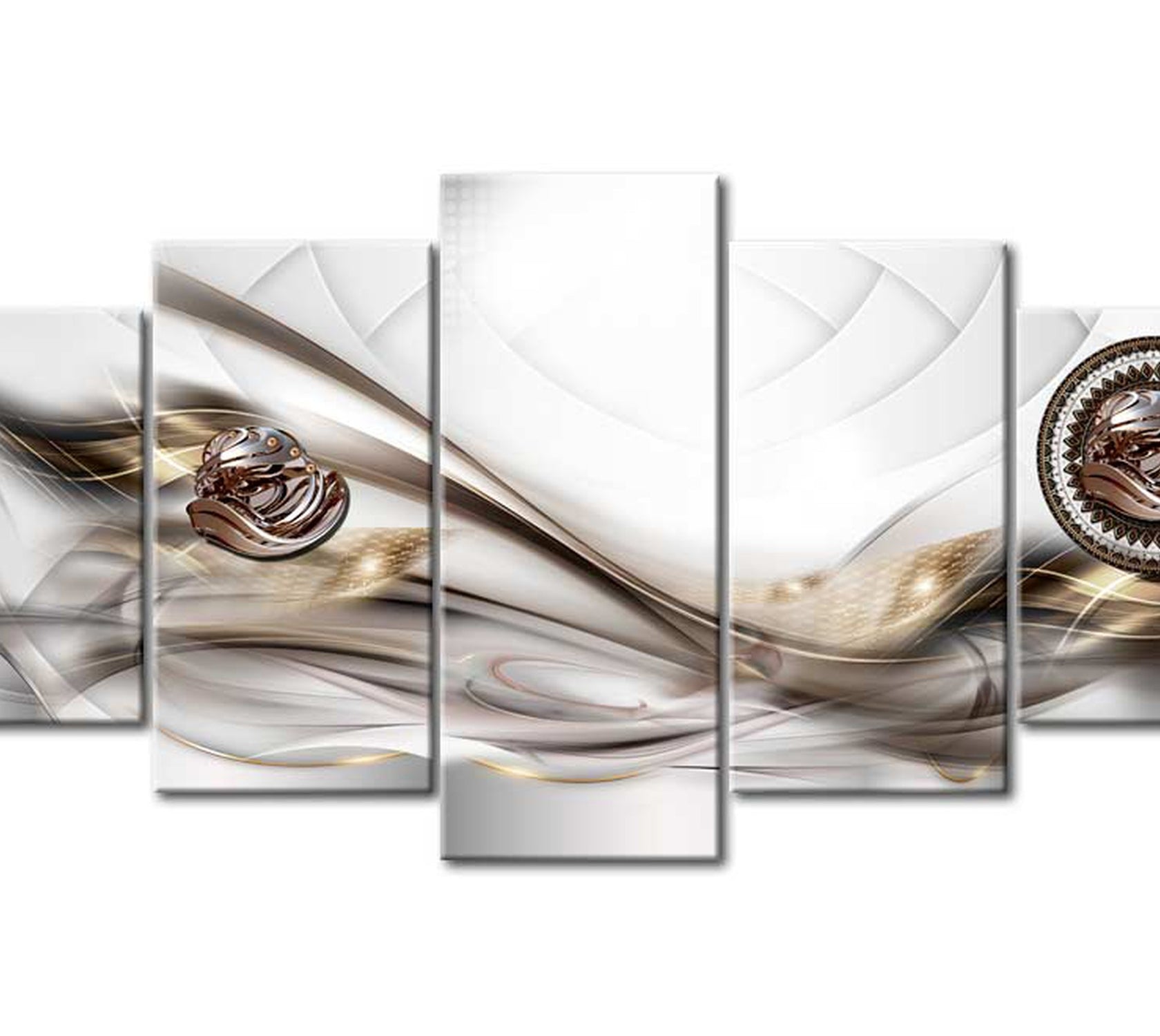 Glamour Canvas Wall Art - Amber Flow - 5 Pieces