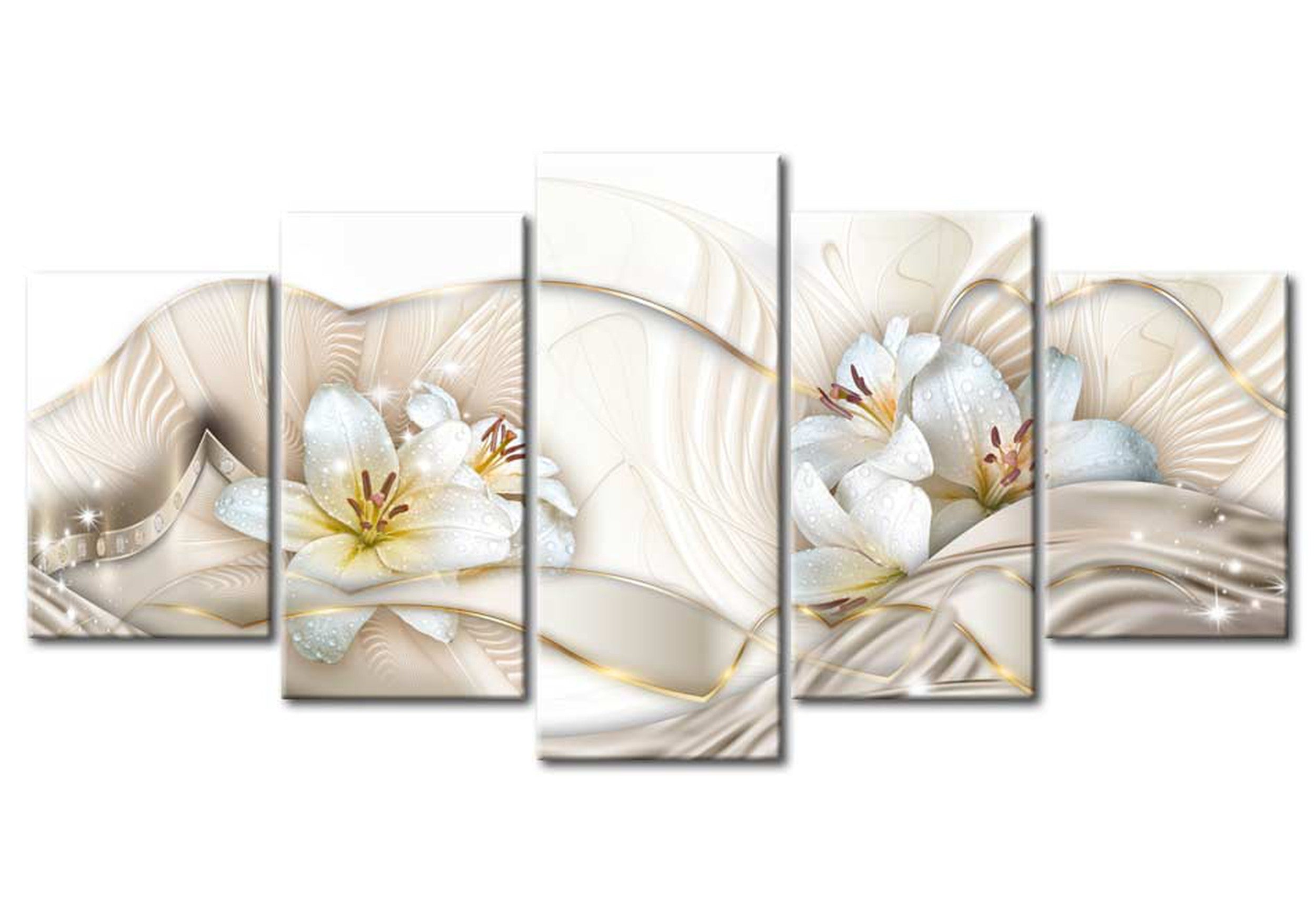 Glamour Canvas Wall Art - Aphrodite Flowers - 5 Pieces