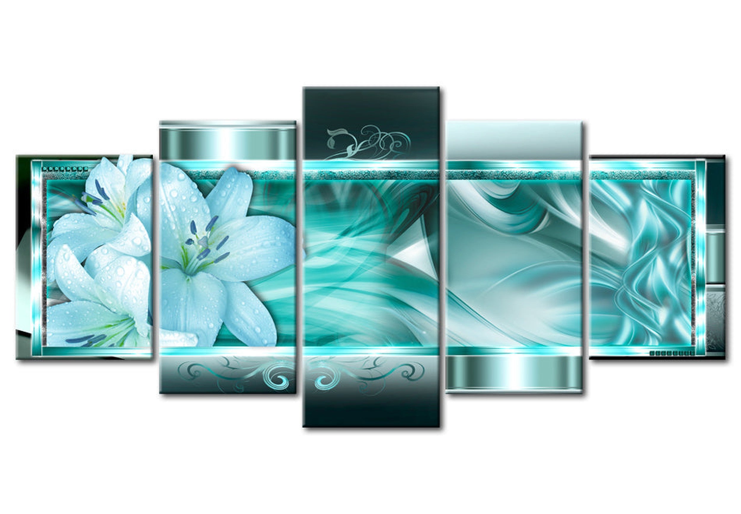 Glamour Canvas Wall Art - Azure Dream - 5 Pieces