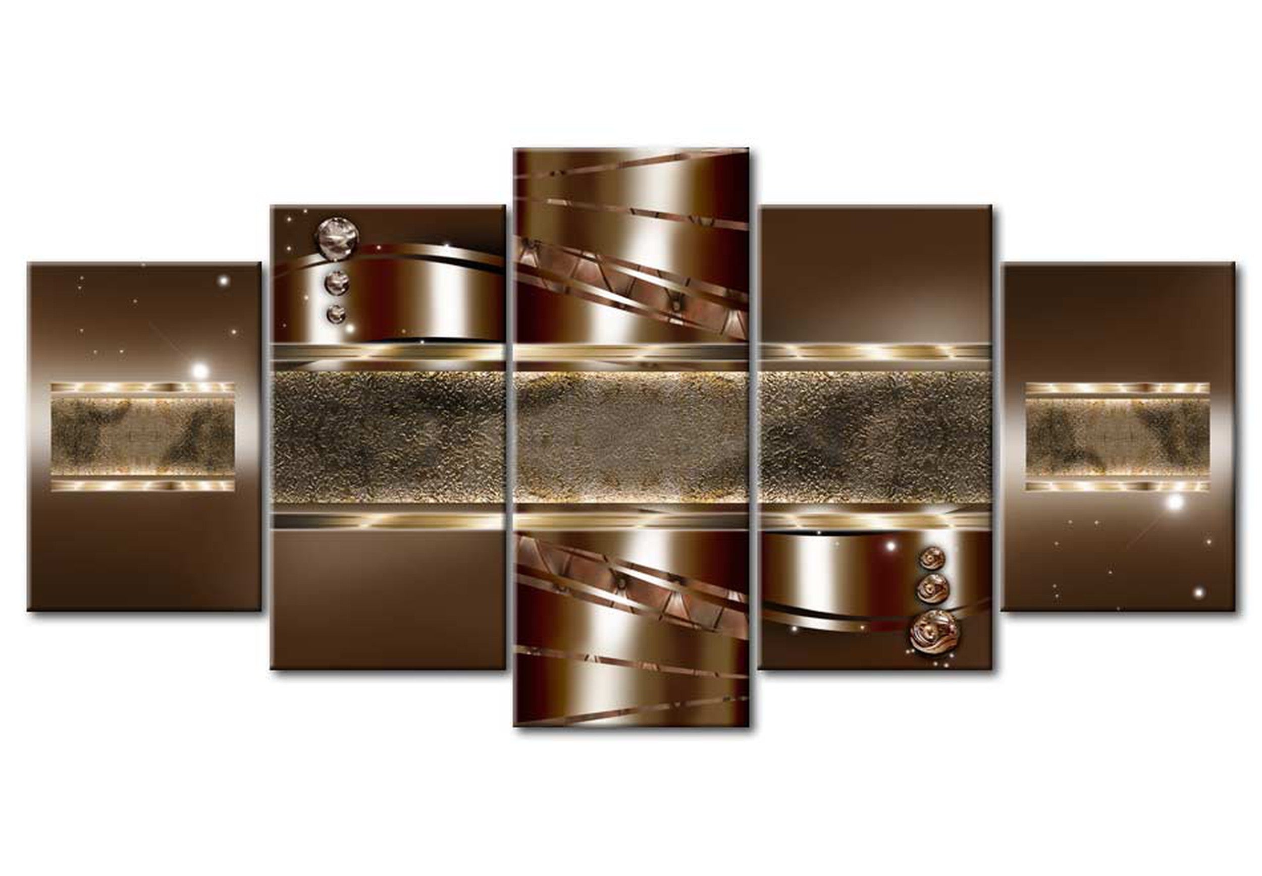 Glamour Canvas Wall Art - Brown Mirage - 5 Pieces