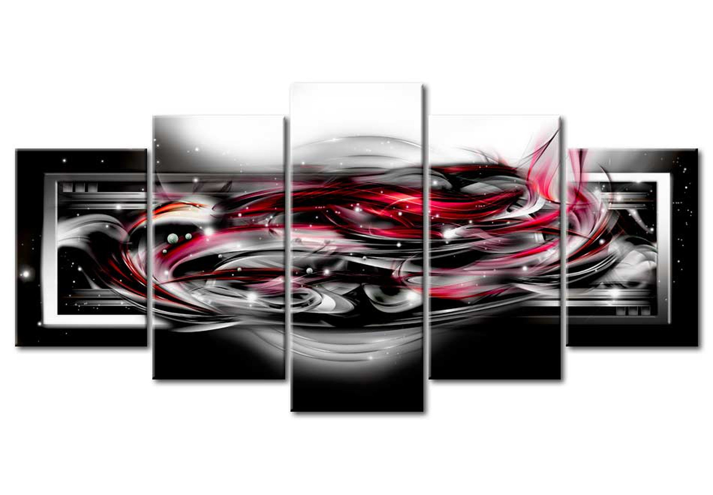 Glamour Canvas Wall Art - Carmine Ribbons - 5 Pieces