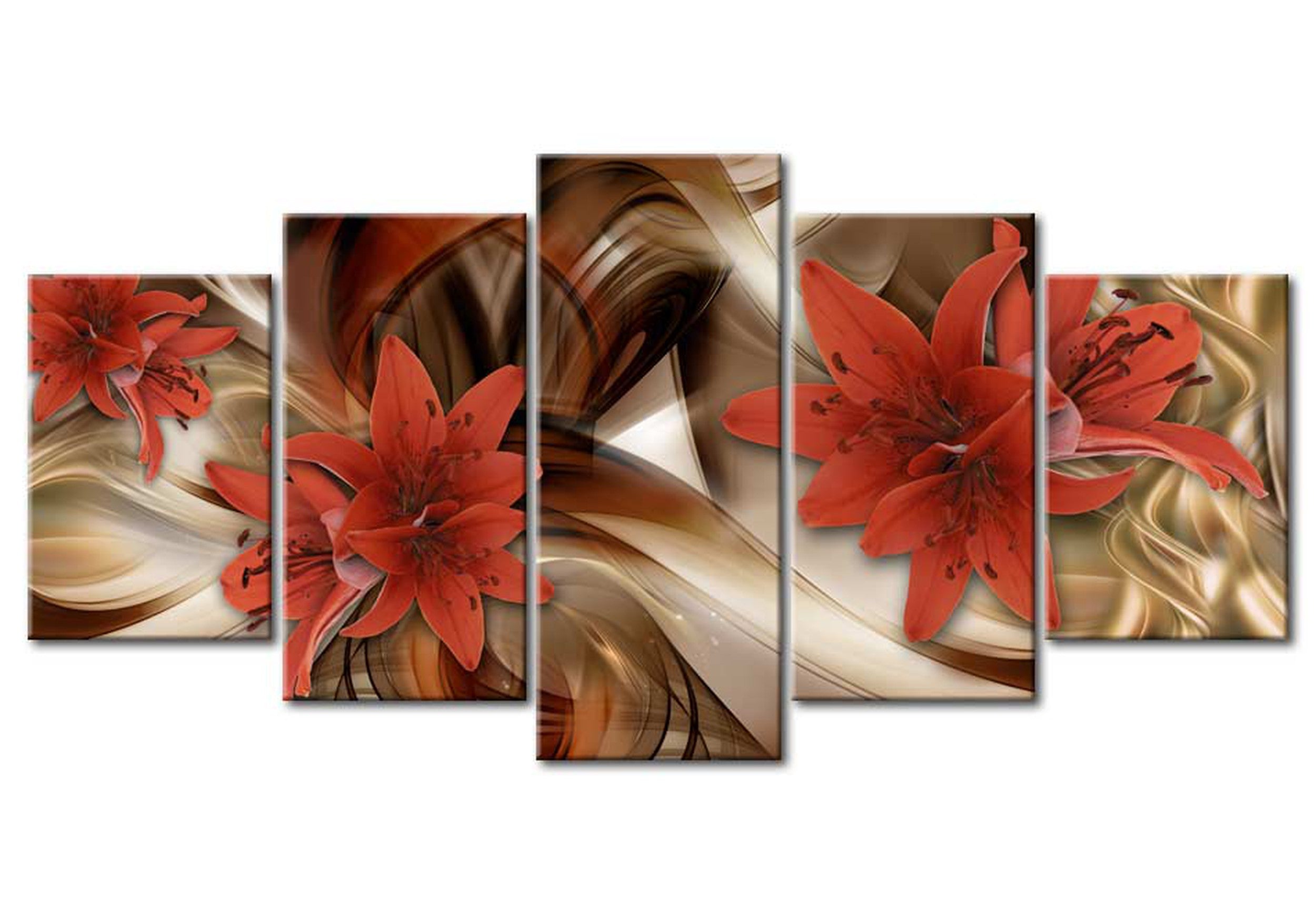 Glamour Canvas Wall Art - Flower Nebula - 5 Pieces