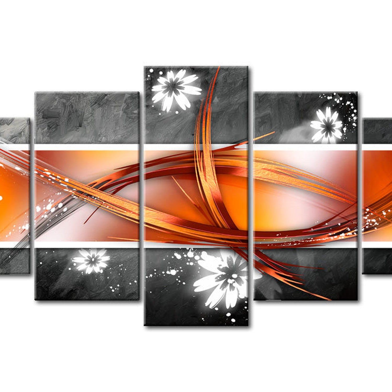 Glamour Canvas Wall Art - Flowers Abstract - 5 Pieces
