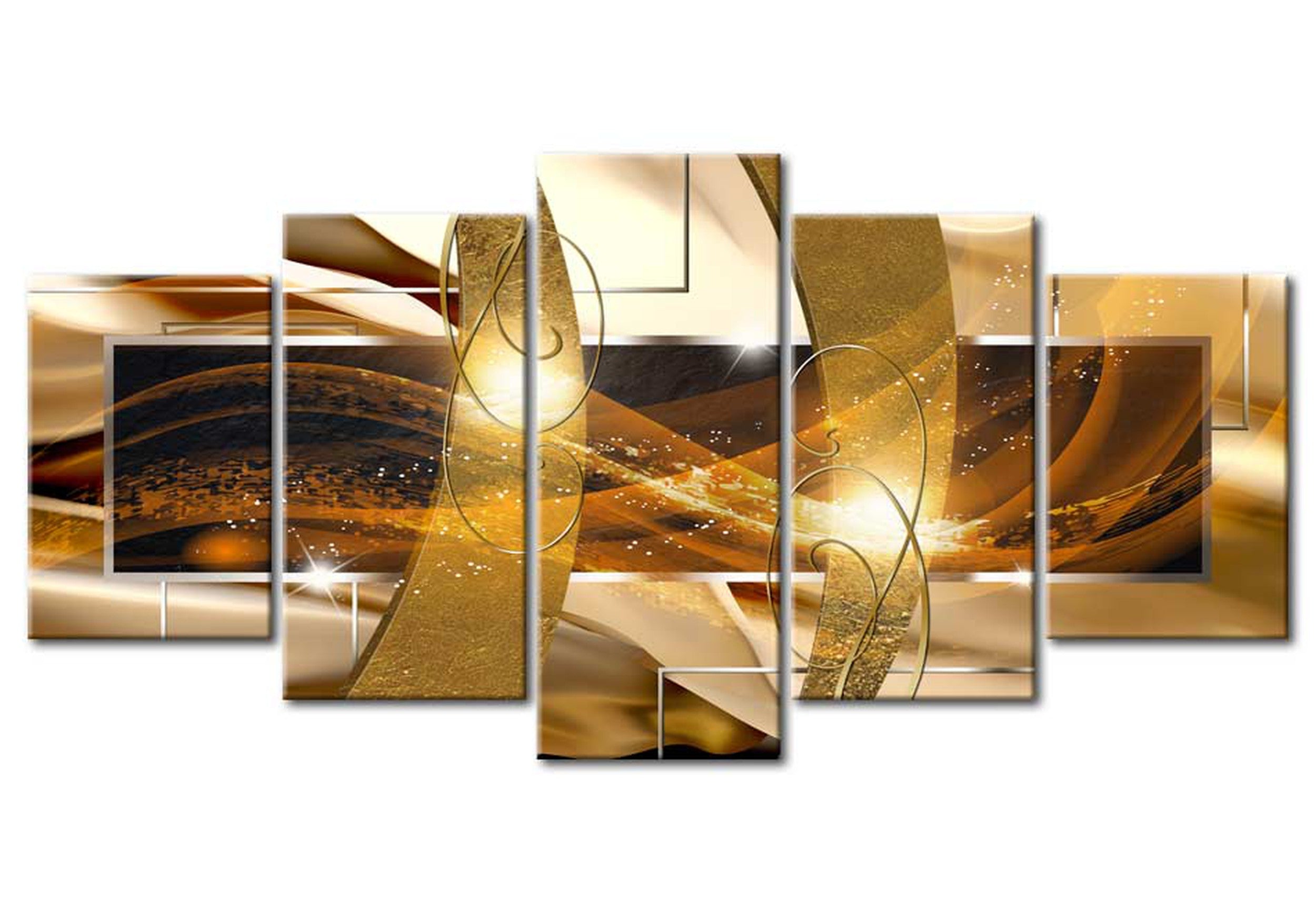 Glamour Canvas Wall Art - Golden Lava - 5 Pieces