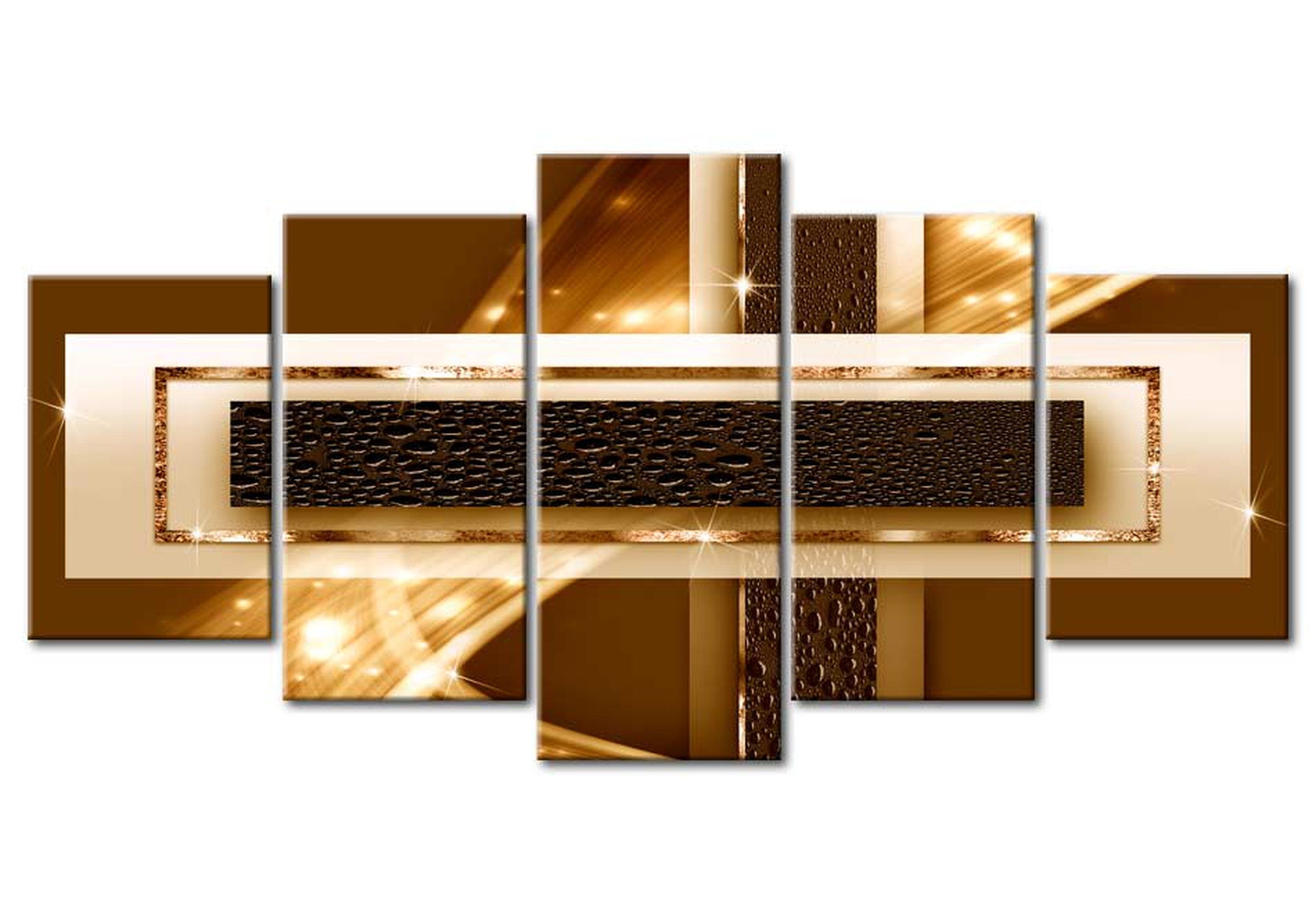 Glamour Canvas Wall Art - Golden Streak - 5 Pieces