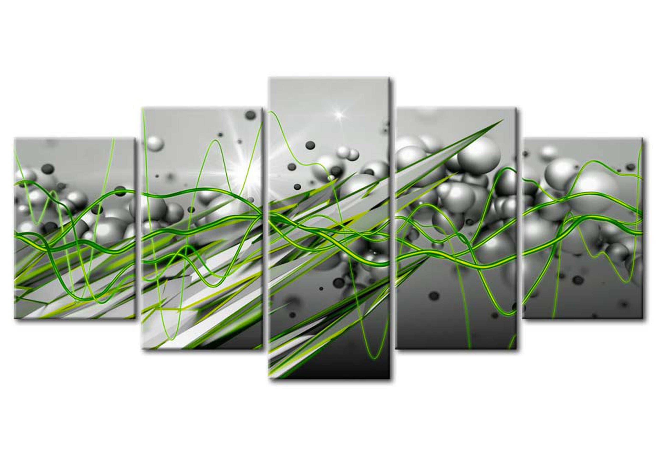 Glamour Canvas Wall Art - Green Rhythm - 5 Pieces