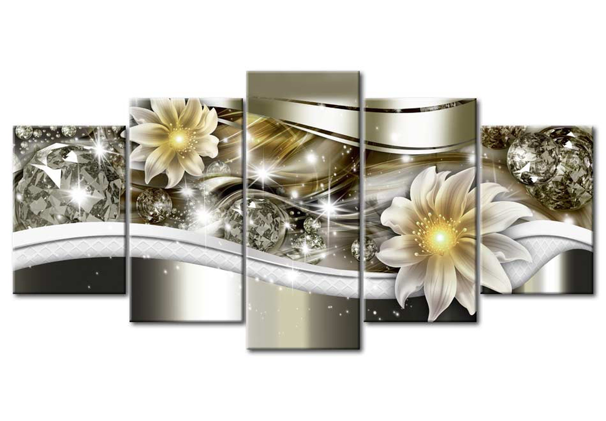 Glamour Canvas Wall Art - Luminous Wave - 5 Pieces