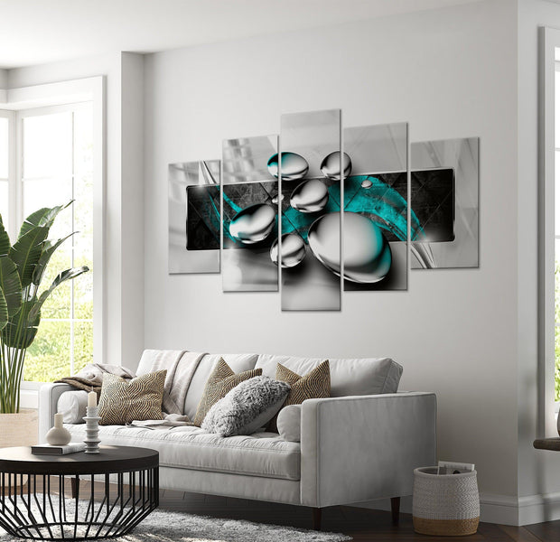 Glamour Canvas Wall Art- Shiny Stones Turquoise - 5 Pieces