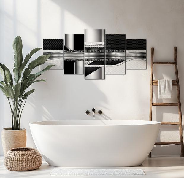 Glamour Canvas Wall Art - Silver Cut - 5 Pieces