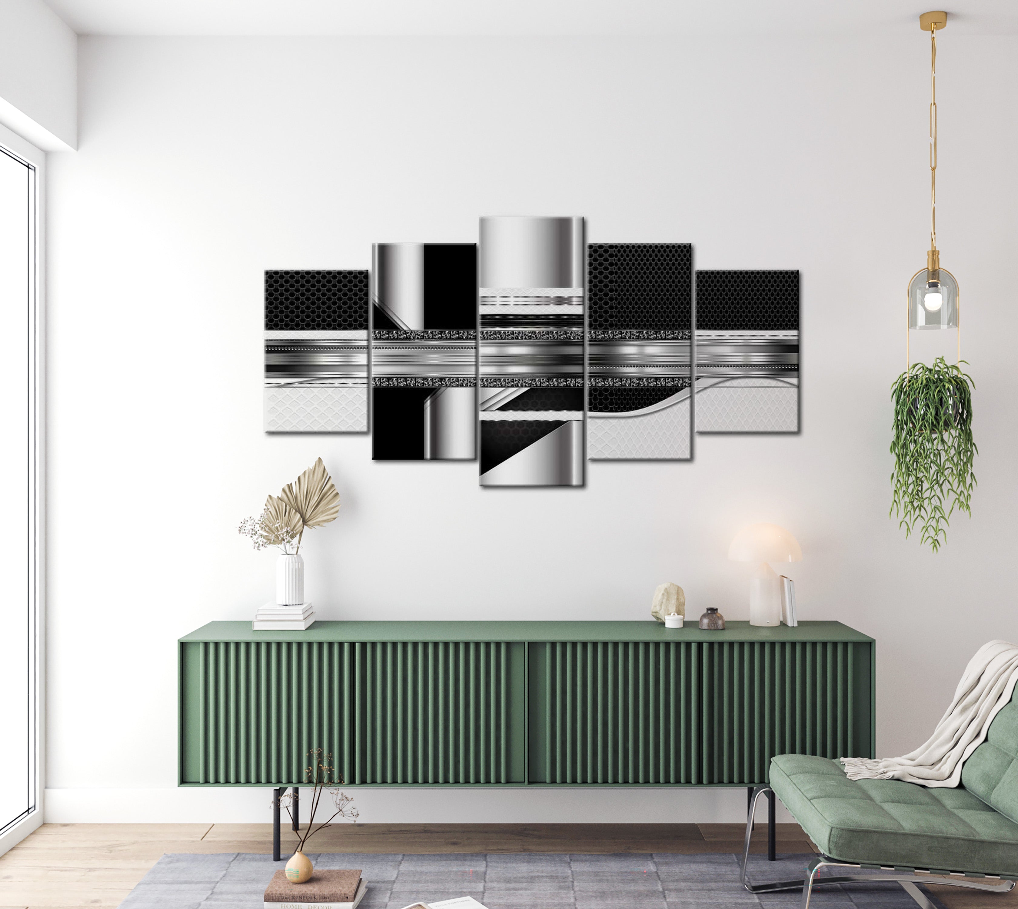 Glamour Canvas Wall Art - Silver Cut - 5 Pieces