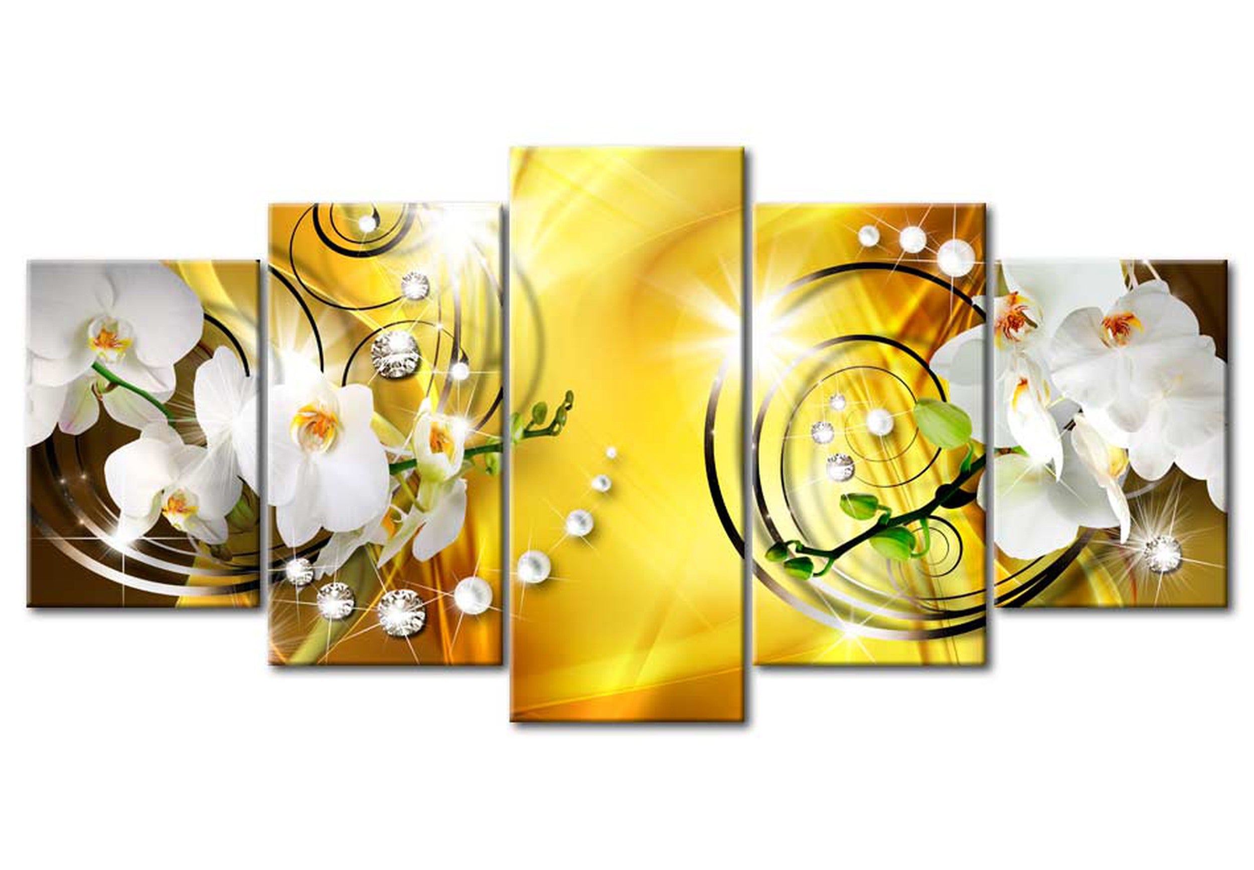 Glamour Canvas Wall Art - Yellow Admiration - 5 Pieces