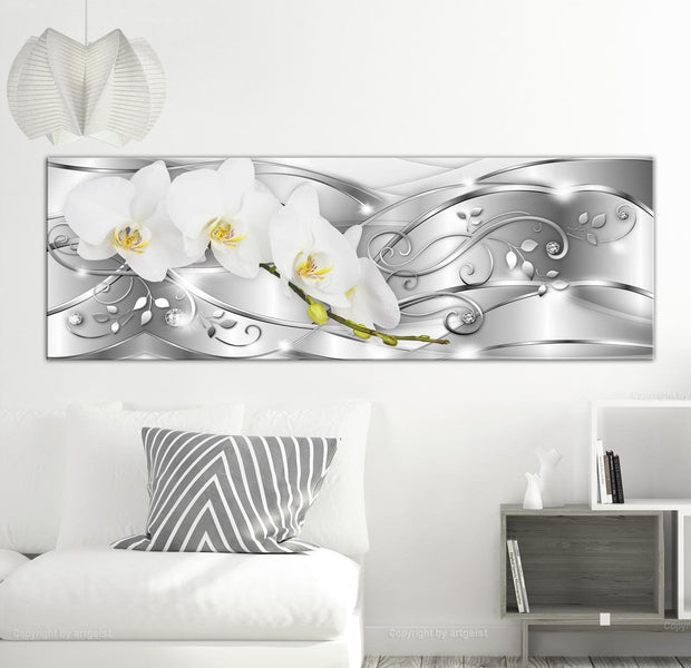 Stretched Canvas Glamour Art - Flowering Narrow Silver