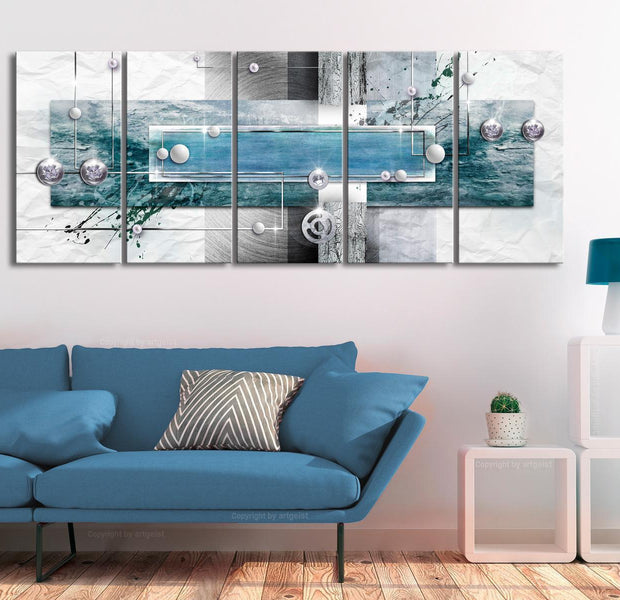 Stretched Canvas Glamour Art - Mysterious Mechanism Narrow Blue