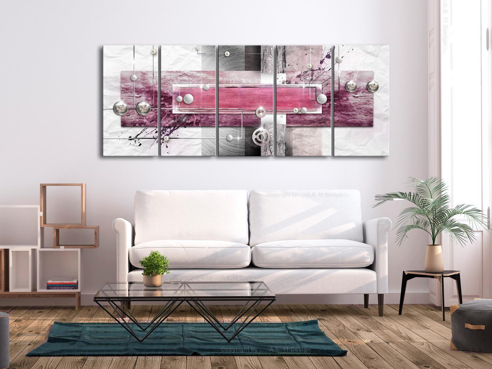 Stretched Canvas Glamour Art - Mysterious Mechanism Narrow Pink