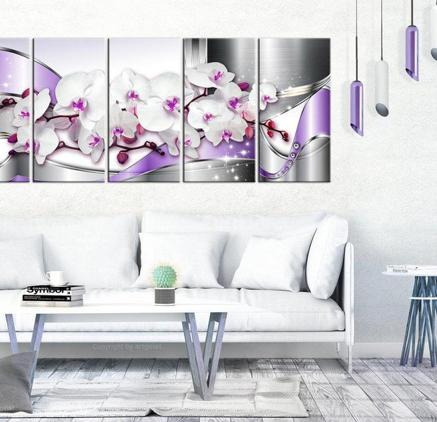 Stretched Canvas Glamour Art - Purple Ribbons