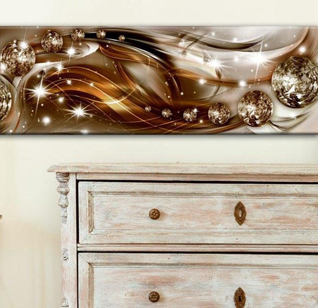 Stretched Canvas Glamour Art - Ribbon Of Bronze And Glitter