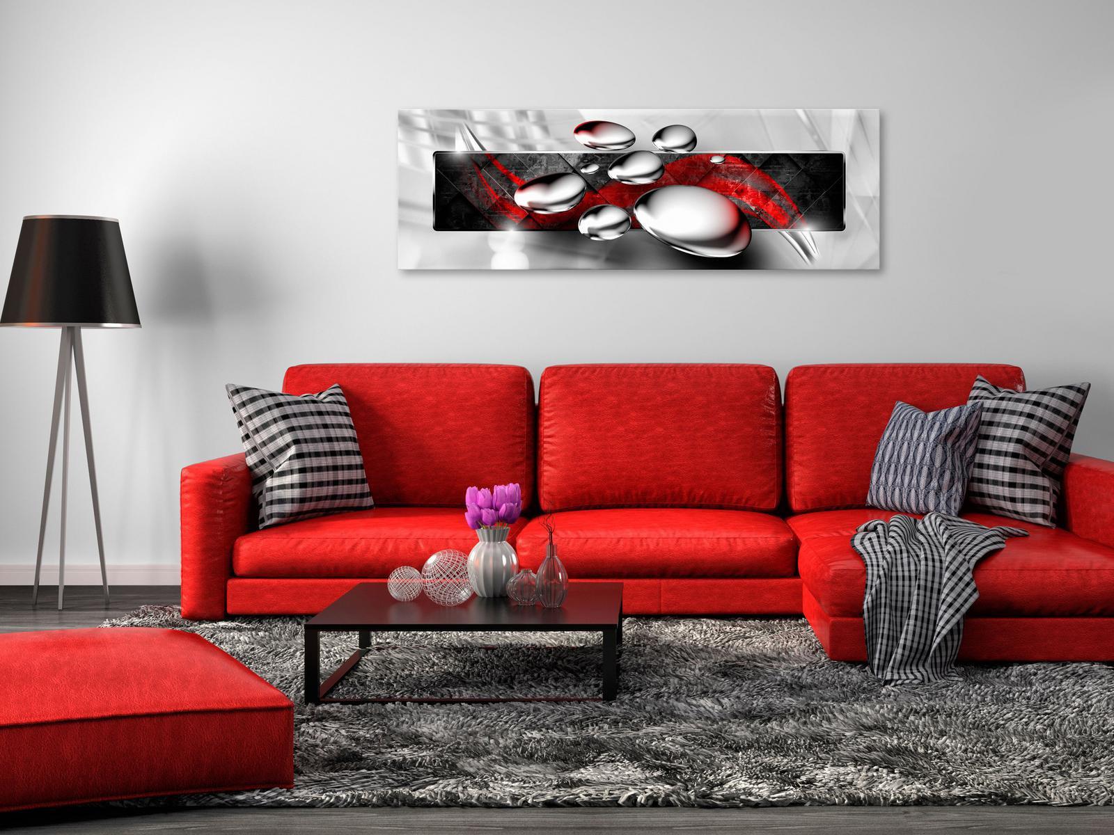 Stretched Canvas Glamour Art - Shiny Stones Narrow Red