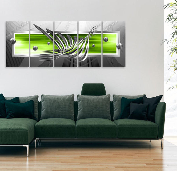 Stretched Canvas Glamour Art - Silver Wings Narrow Green
