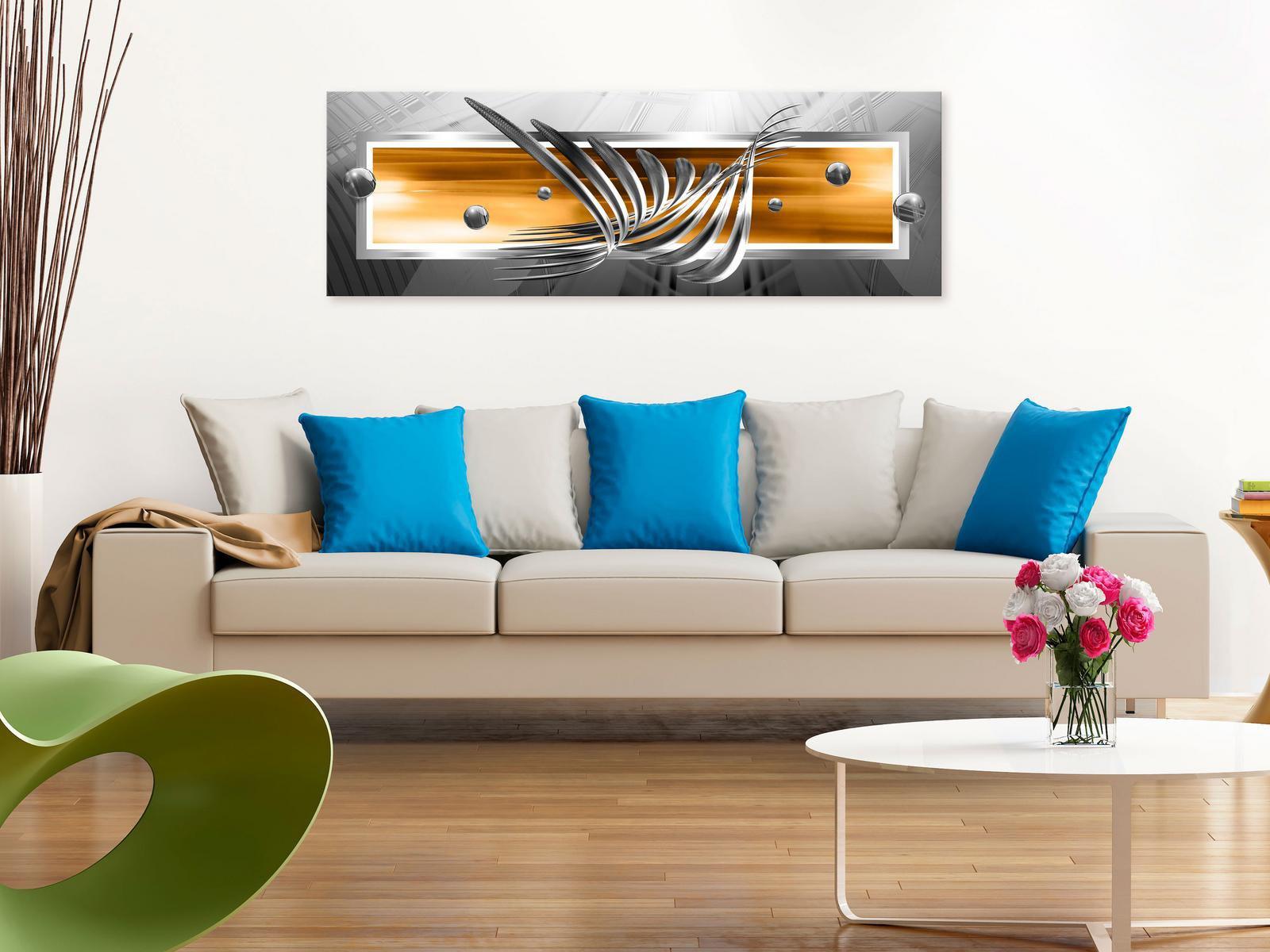 Stretched Canvas Glamour Art - Silver Wings Narrow Orange