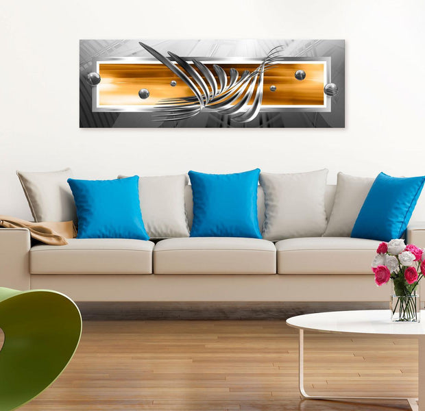 Stretched Canvas Glamour Art - Silver Wings Narrow Orange