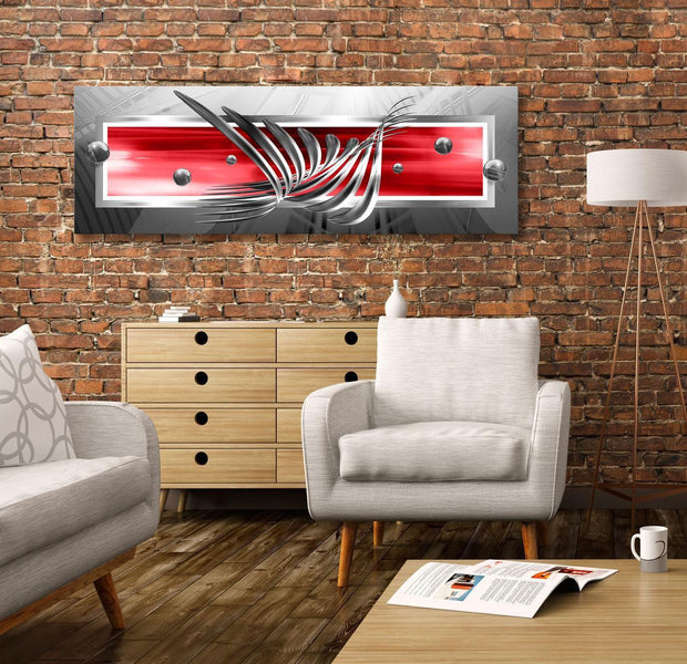 Stretched Canvas Glamour Art - Silver Wings Narrow Red