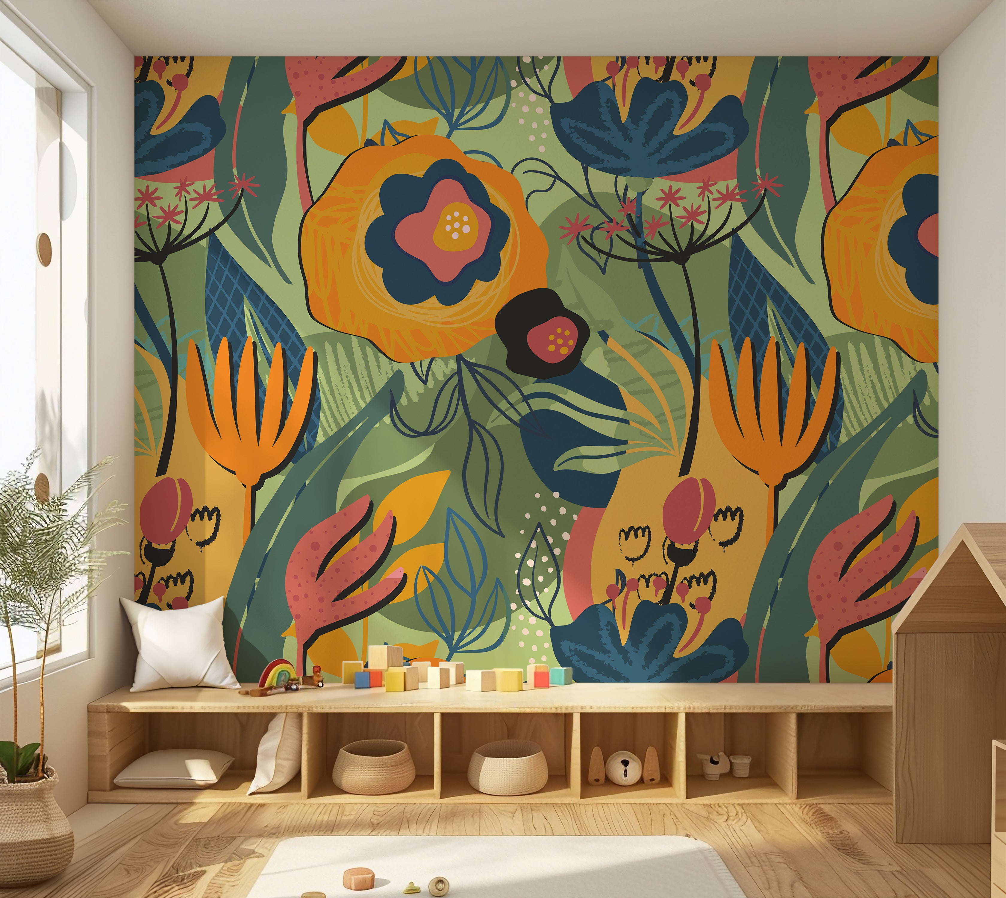 Premium Wallpaper Wall Mural - Modern Floral Design