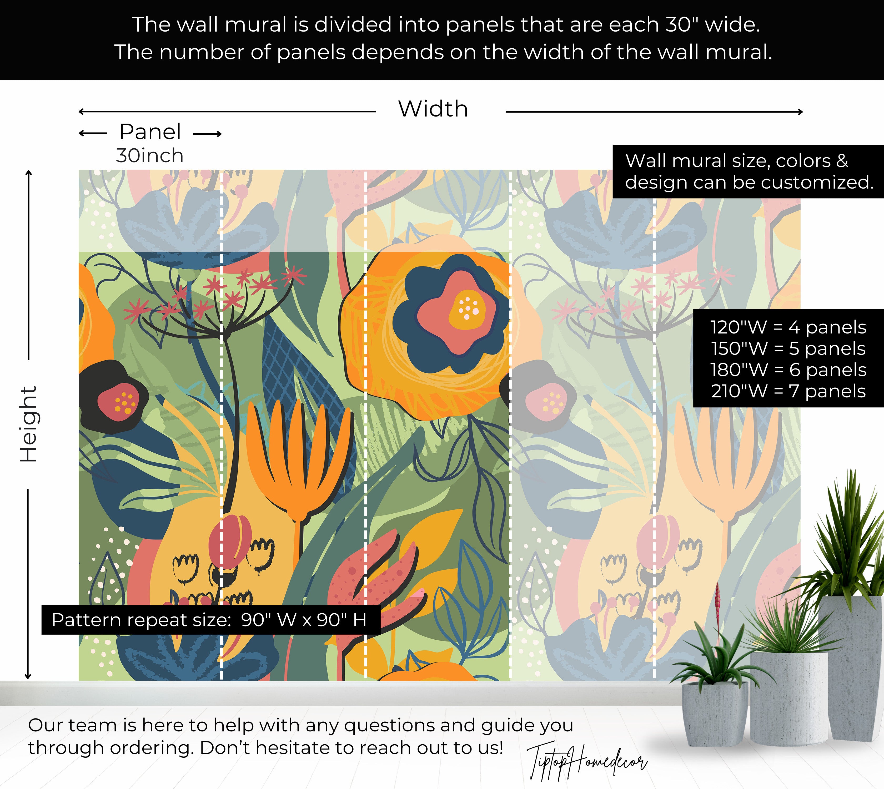 Premium Wallpaper Wall Mural - Modern Floral Design