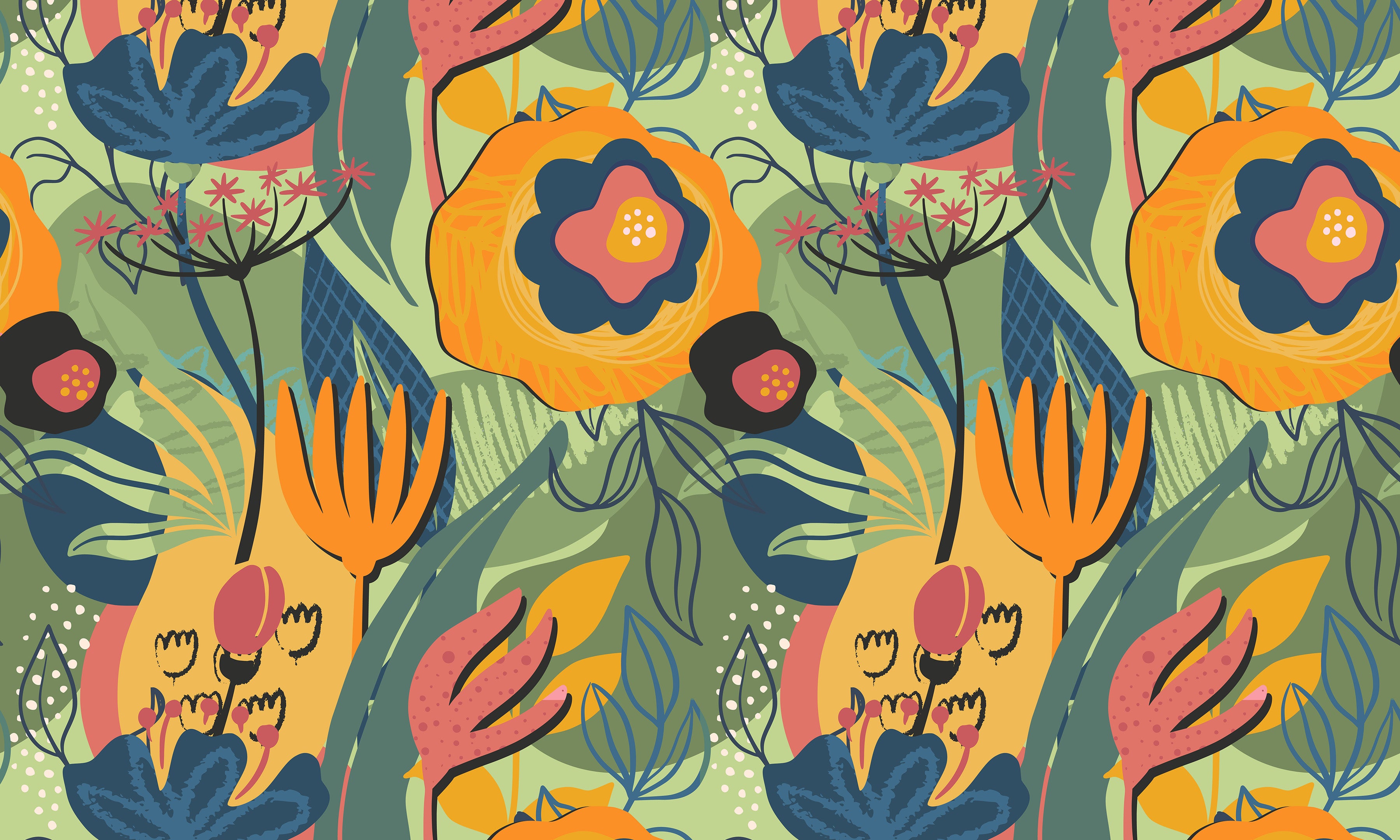 Premium Wallpaper Wall Mural - Modern Floral Design