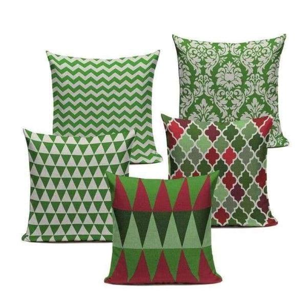 Green Red Retro Cushion Covers