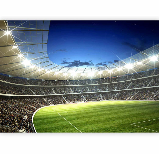 Premium Photo Wall Mural - Football Pitch - Illuminated Stadium With Crowded Stands
