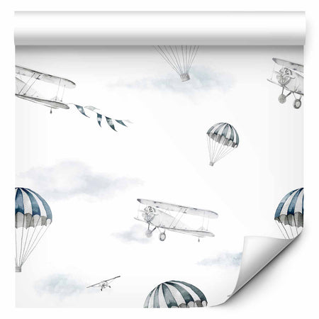 Repeating Wallpaper Roll - Watercolor Airplane Show