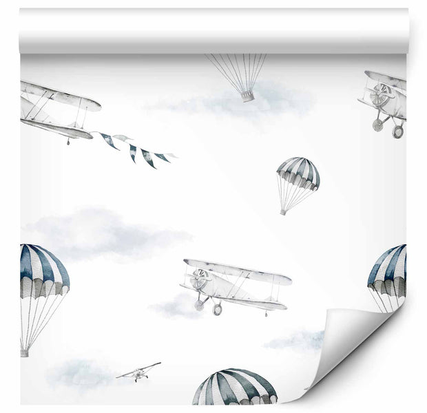 Repeating Wallpaper Roll - Watercolor Airplane Show
