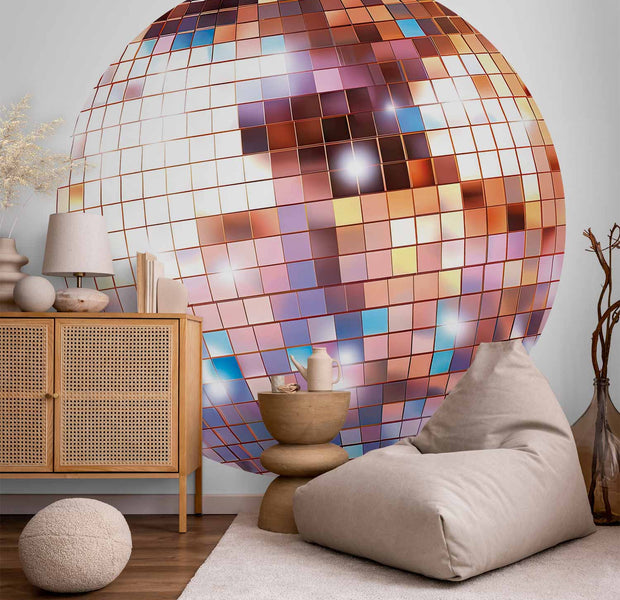 Round Wall Mural - Rose Gold Disco Ball