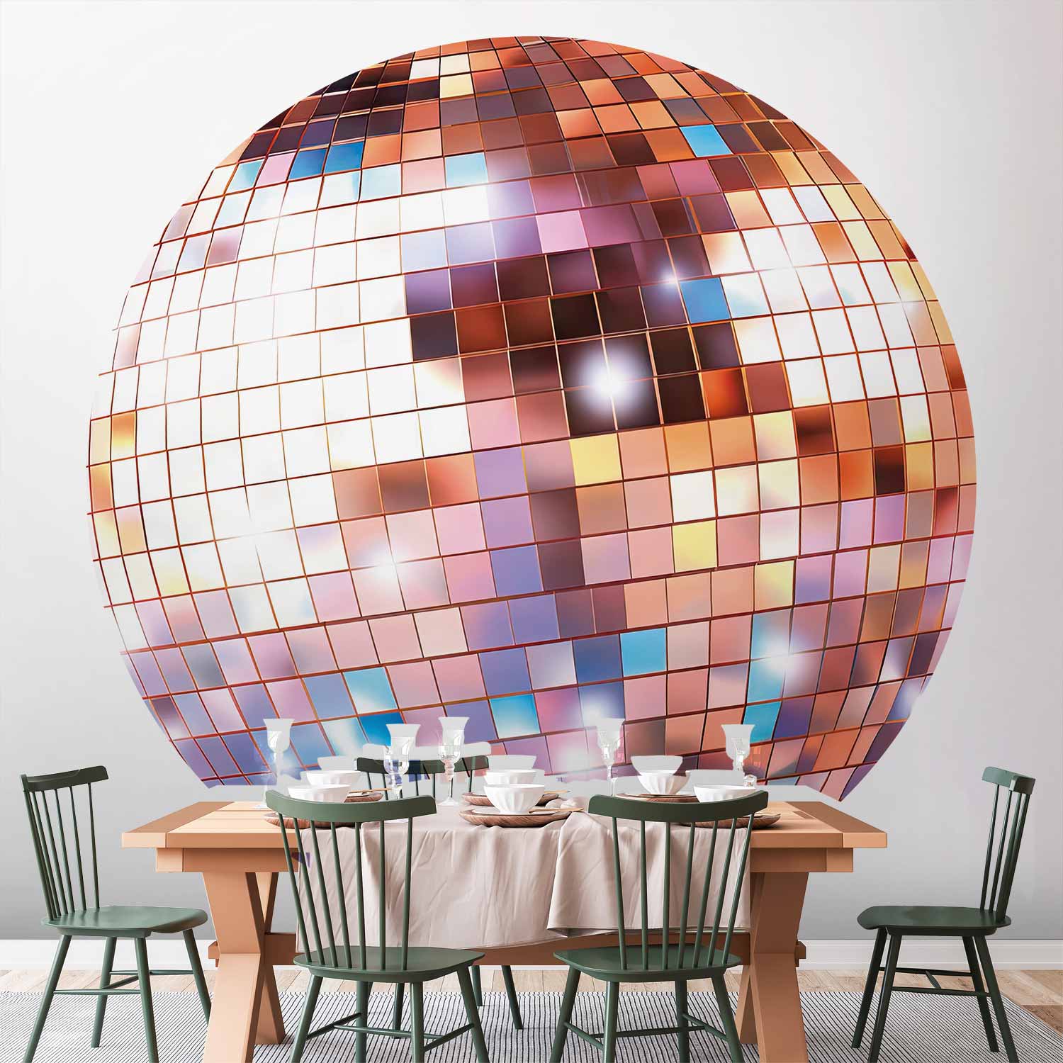 Round Wall Mural - Rose Gold Disco Ball