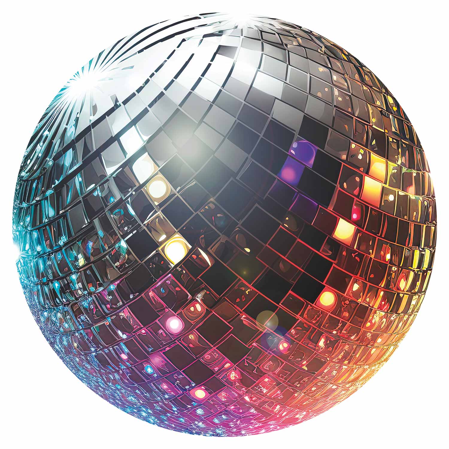 Round Wall Mural - Silver Disco Ball