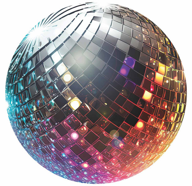 Round Wall Mural - Silver Disco Ball