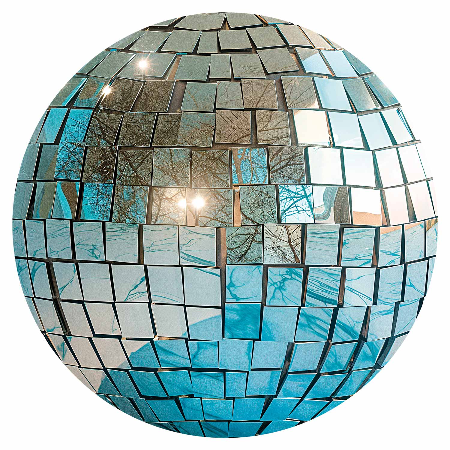 Round Wall Mural - Sky Blue Disco Ball