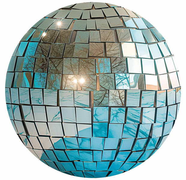 Round Wall Mural - Sky Blue Disco Ball
