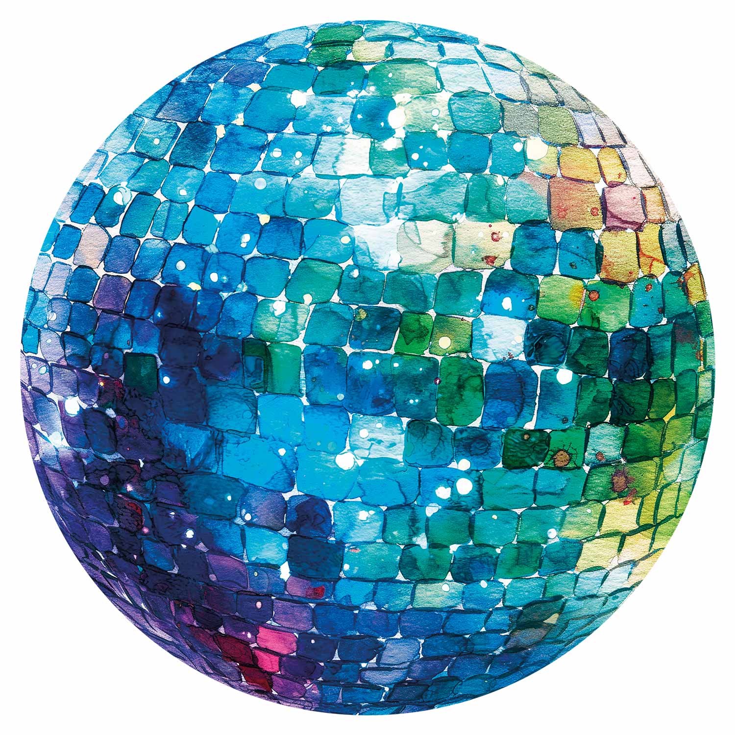 Round Wall Mural - Turquoise Disco Ball