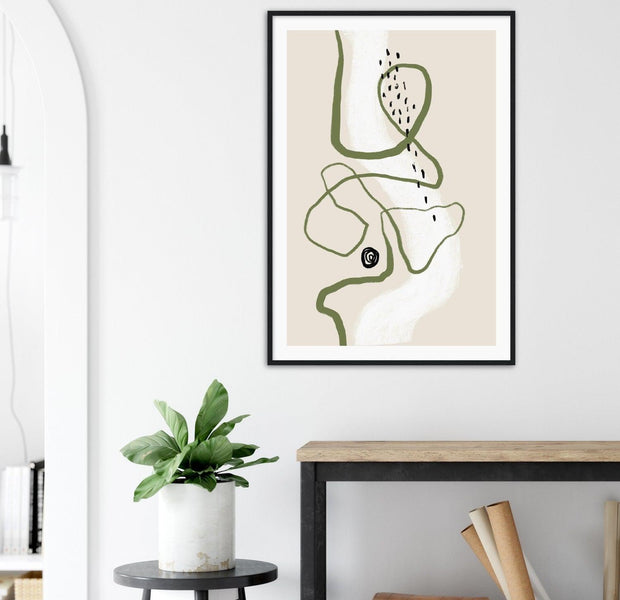 Black Beige Green Abstract Art Poster Nr. 1