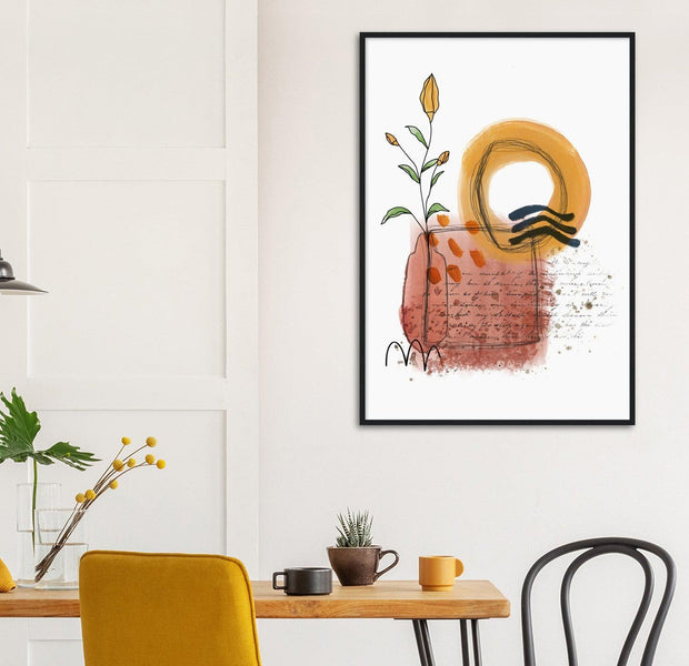 “Flower In Chaos” Mixed Media Modern Art Poster