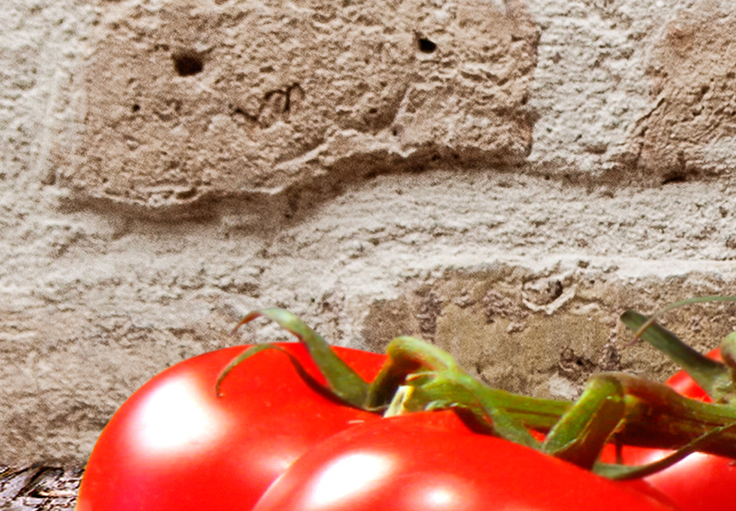 Stretched Canvas Still Life Art - Red Vegetables Brick Wide